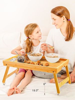 Café da Manhã Servindo Bamboo Cama Tabuleiro Moderno Design 16,92 x 12,6 polegadas com pernas dobráveis