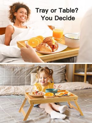 Café da Manhã Servindo Bamboo Cama Tabuleiro Moderno Design 16,92 x 12,6 polegadas com pernas dobráveis