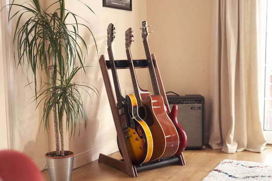 Rack e suporte de exibição de guitarra personalizável de 3 vias para queima ou como seu pedido