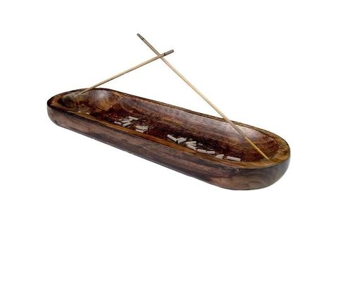 Artesanato de madeira castanha incenso queimador Stick Holder bandeja para decoração de sala de fragrâncias