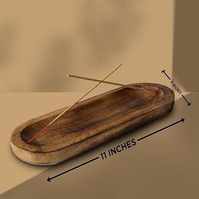 Artesanato de madeira castanha incenso queimador Stick Holder bandeja para decoração de sala de fragrâncias