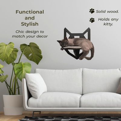 Função poupar espaço parede montada prateleira de gato com prateleiras perchas e cama pendurada