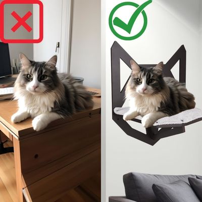 Função poupar espaço parede montada prateleira de gato com prateleiras perchas e cama pendurada