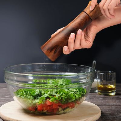 Conjunto de moedor de sal e pimenta de madeira de acácia de 2 8 " com mecanismo de moagem cerâmica ajustável