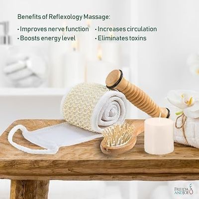 Kit de Reflexologia de Massagem de Madeira Impresso em tela de seda para Rejuvenescimento de Relaxamento Corporal