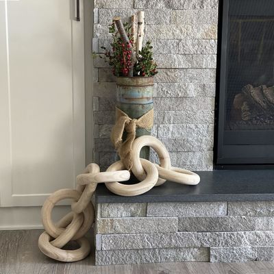 Madeira de pinho decorativa grande para interiores e exteriores 8 Chain Link para prateleiras Técnica personalizada