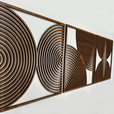 Conjunto de 3 Boho Home Gift Large Wood Wall Art com estilo moderno de meados do século e logotipo personalizado