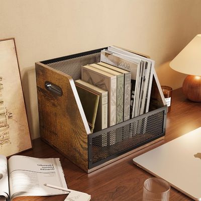 Caixa de armazenamento de discos de vinil marrom retrô para caixa de discos LP resistente e design funcional