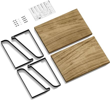 Modern Set Of 2 Carbonized Black Large Storage L16.5 X W12 Inch Rustica Madeira Parede Prateleiras Flutuantes