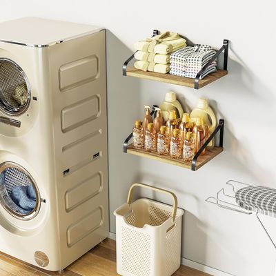 Modern Set Of 2 Carbonized Black Large Storage L16.5 X W12 Inch Rustica Madeira Parede Prateleiras Flutuantes