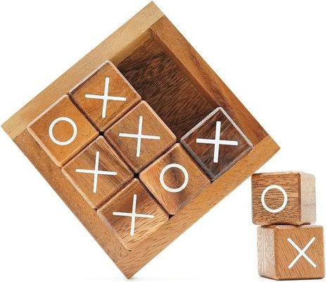 Tabela de café de madeira de 4 polegadas Tic Tac Toe para mesa e sala de estar