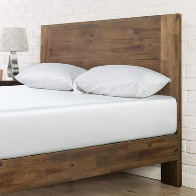 Quadro de cama de plataforma de madeira de pinho de alta quantidade com cabeçalho e suporte de ardósia de madeira