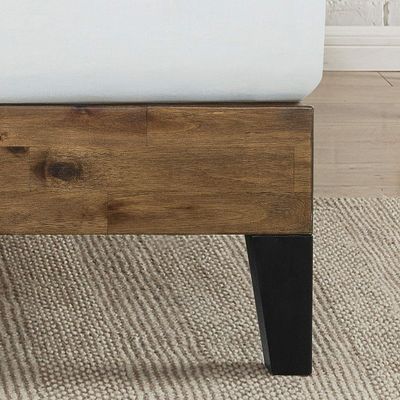 Quadro de cama de plataforma de madeira de pinho de alta quantidade com cabeçalho e suporte de ardósia de madeira