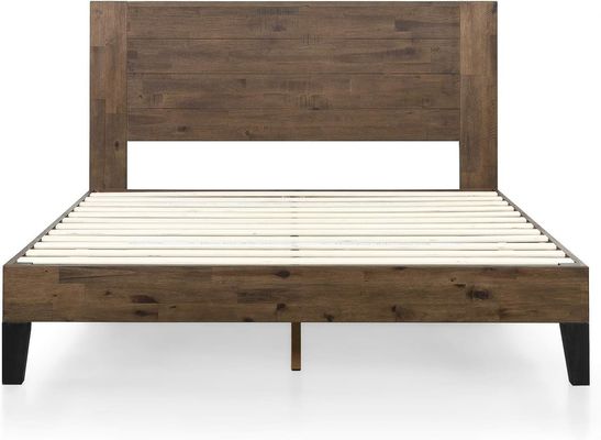 Quadro de cama de plataforma de madeira de pinho de alta quantidade com cabeçalho e suporte de ardósia de madeira