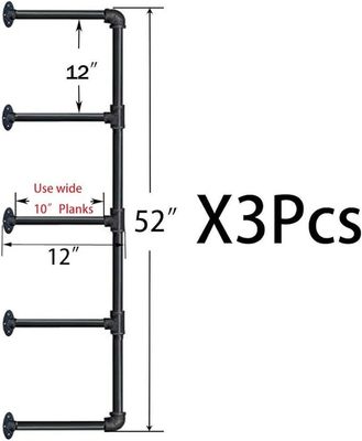 Montador de parede industrial de madeira Prateleira de tubos de ferro para bricolage Prateleira de escritório aberta Prateleira de cozinha