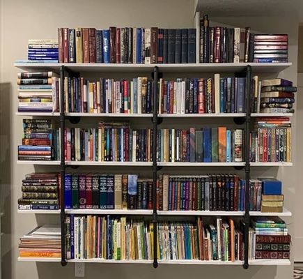 Montador de parede industrial de madeira Prateleira de tubos de ferro para bricolage Prateleira de escritório aberta Prateleira de cozinha