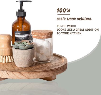 Tela redonda decorativa de madeira para impressão de tela de seda Organizador de madeira de 10 polegadas para balcão de banheiro