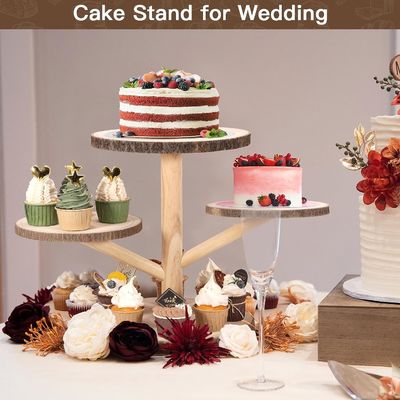 Desenhos personalizados 4 camadas de Cupcake de bambu Stand para festa Frutas lanches Servir bandeja