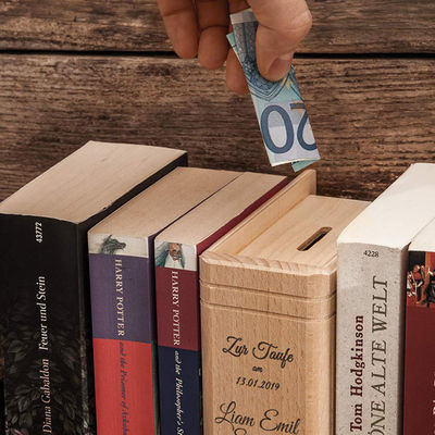 Economize dinheiro e o meio ambiente com a nossa caixa de desafio de poupança de dinheiro de madeira de bambu