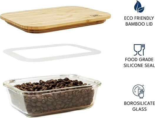 Funcional e moderno tampa de bambu de vidro de armazenamento de alimentos para organização sala de estar