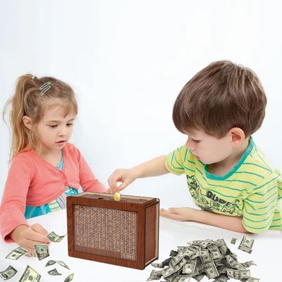 Caixa de poupança de dinheiro ambiental TIMBER Poupador de dinheiro de madeira com alvo e números