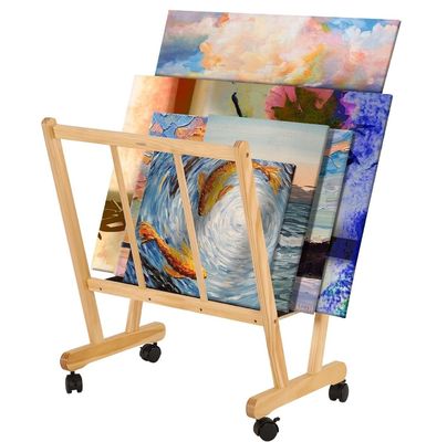 202406 Rack de impressão de madeira grande com rolos de rolagem Logotipo personalizado Banheiro Display e armazenamento