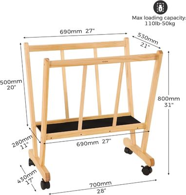 202406 Rack de impressão de madeira grande com rolos de rolagem Logotipo personalizado Banheiro Display e armazenamento
