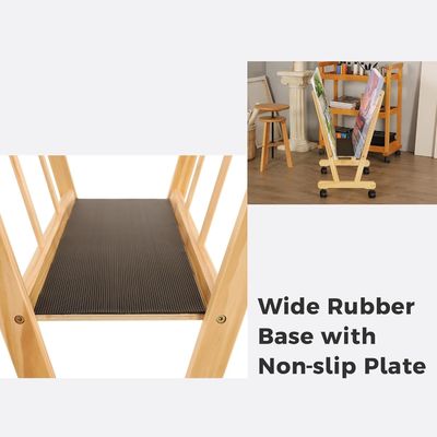 202406 Rack de impressão de madeira grande com rolos de rolagem Logotipo personalizado Banheiro Display e armazenamento