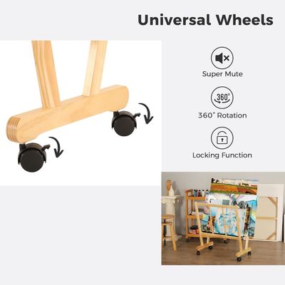 202406 Rack de impressão de madeira grande com rolos de rolagem Logotipo personalizado Banheiro Display e armazenamento