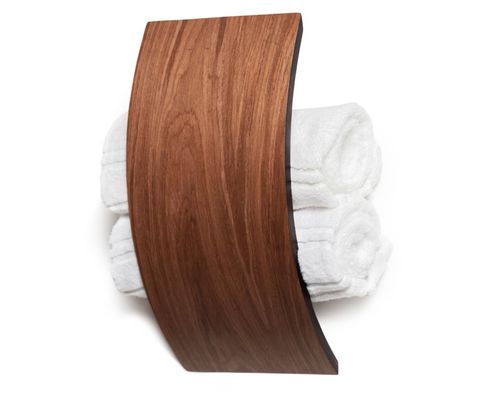 Prateleira de toalhas de madeira com logotipo personalizado e design multifuncional