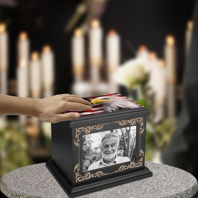 Quadro fotográfico único Urnas de cremação para cinzas humanas Impressão de serigrafia Impressão de seda