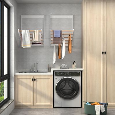 Máquina de secar roupas de madeira dobrável multifuncional Estantes de secagem de roupas montadas na parede