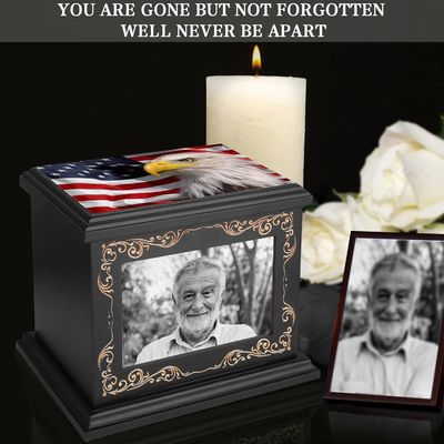 Quadro fotográfico único Urnas de cremação para cinzas humanas Impressão de serigrafia Impressão de seda