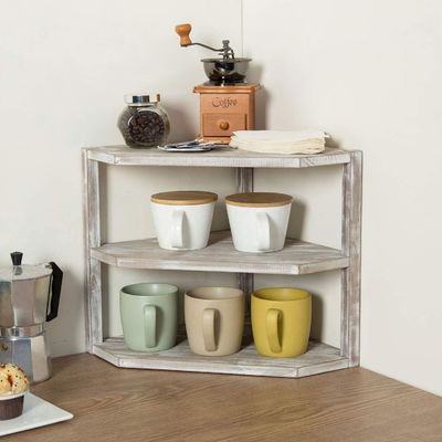 Receptor de cozinha de madeira 3 camadas Organizador de armazenamento para utensílios de cozinha