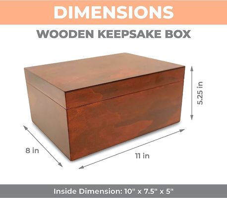Caixa decorativa de lembranças de madeira com tampa