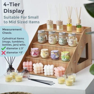 Porta-sabão de velas de balcão de madeira moderna para exibição de copos de vidro bolinhos e doces