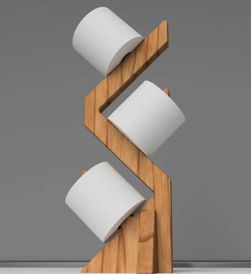 Prateleira de madeira de dupla camada para porta de papel higiênico elegante e funcional