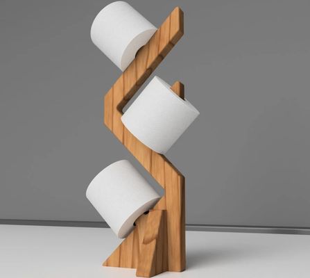 Prateleira de madeira de dupla camada para porta de papel higiênico elegante e funcional