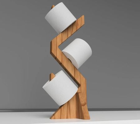 Prateleira de madeira de dupla camada para porta de papel higiênico elegante e funcional