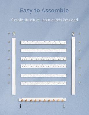 Fácil de montar Solid Beech Madeira Brinco pendurado Carrilhador Pendurador Montador de parede Organizador de jóias