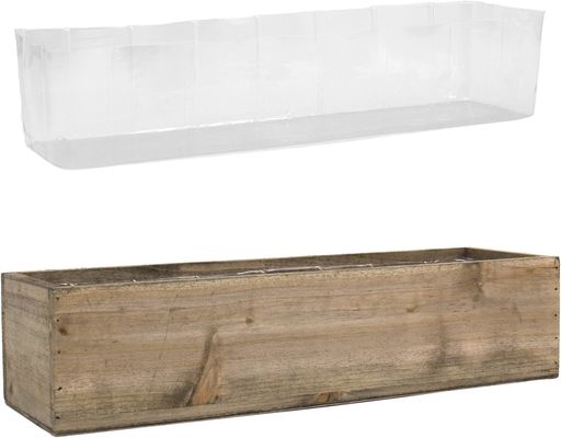 Outro presente artesanal de luxo rústico caixa de plantação de madeira marrom com forro de plástico removível