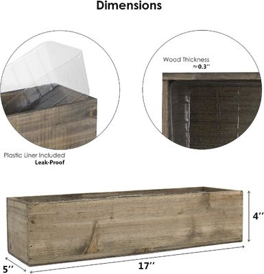 Outro presente artesanal de luxo rústico caixa de plantação de madeira marrom com forro de plástico removível