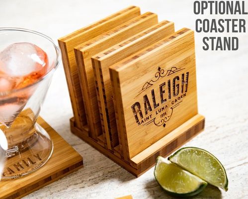 Subterrâneas de nome de família com suporte opcional Feitas de bambu Beech Walnut Oak MDF ou pinheiro