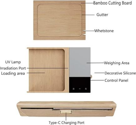 Multifuncional Bamboo Smart Chopping Board 8 em 1 Sistema de Preparação de Refeições Quadrado