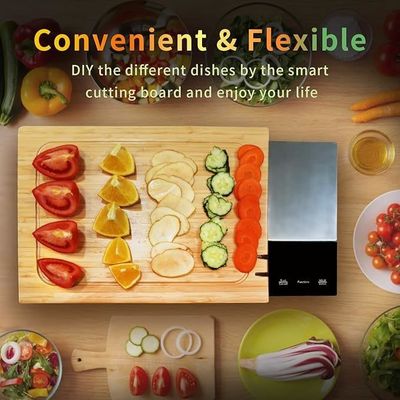 Multifuncional Bamboo Smart Chopping Board 8 em 1 Sistema de Preparação de Refeições Quadrado
