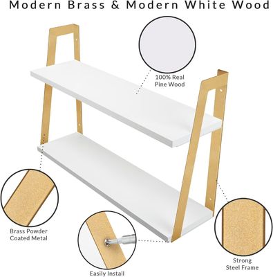 Mobiliário para casa 2 camadas Modernas prateleiras de parede flutuantes rústicas com design de montagem na parede