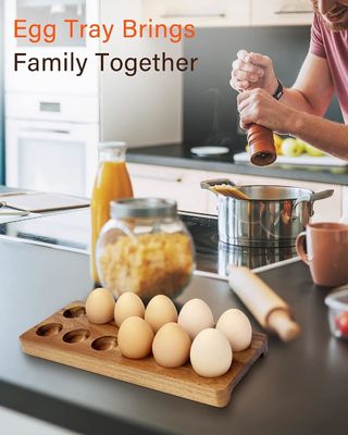 Caixa de ovos de madeira maciça bandeja de madeira para ovos desenhos personalizados e marca personalizada