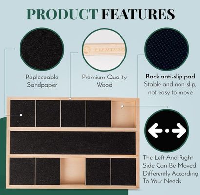 Caixinha de arranhão de unhas de cão de madeira OEM com divisor de alimentos Logotipo personalizado Caixa de madeira de pinheiro