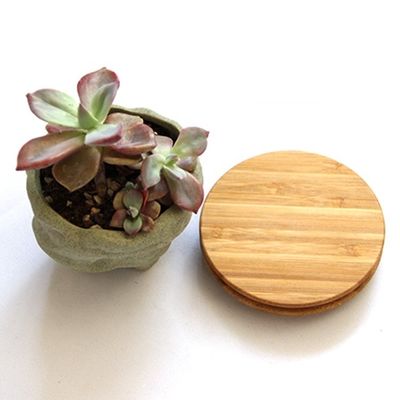 Capa de madeira de bambu de forma redonda personalizada para porta de velas de vidro frascos frascos e anel de silicone