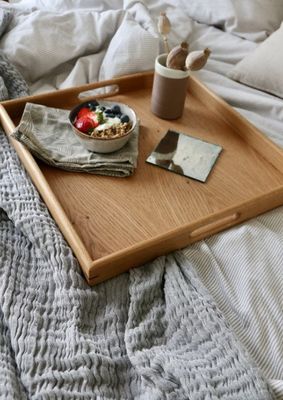 Rectangular Walnut Serving Tray de madeira com alças Como sua solicitação Walnut Tabela de café